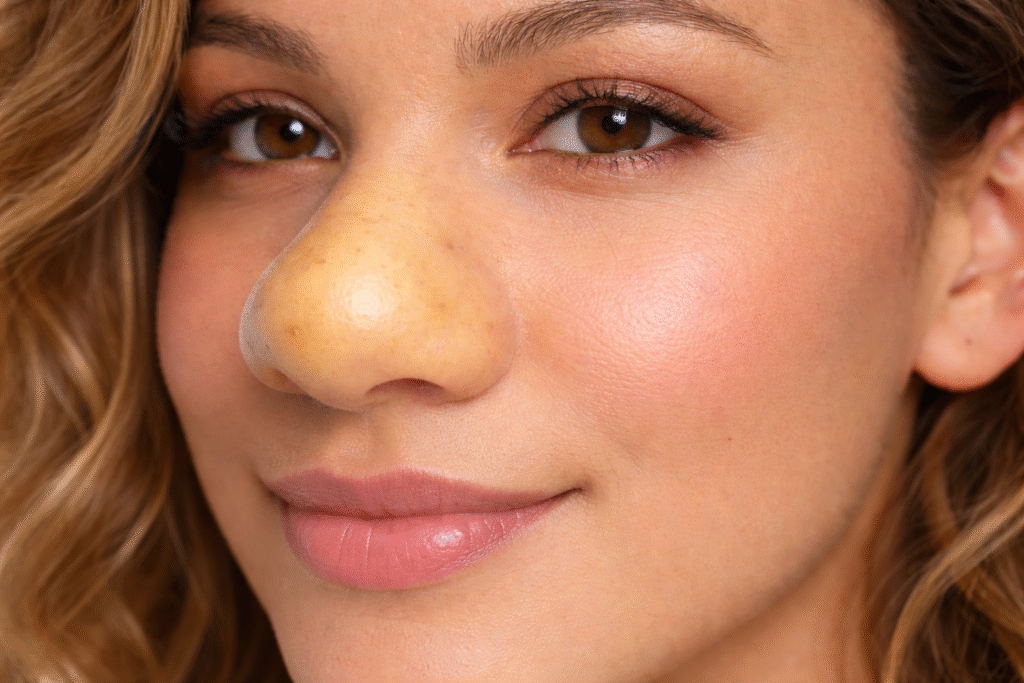 Ilustração de nariz de batata com ponta globosa e bulbosa em mulher jovem – exemplo para rinoplastia preservadora – Dr. Luis Felipe Athayde